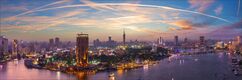Wonderful purple sunset panorama of the Nile and Gezira island in Cairo, Egypt  von AlexAnton